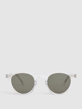 Monokel Small Circular Frame Sunglasses in White