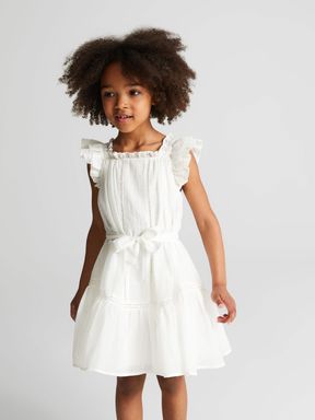 Junior Textured Mini Dress in Ivory