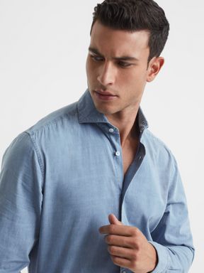 Washed Chambray Shirt in Blue