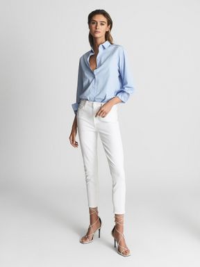 PAIGE Cropped Skinny Jeans in White