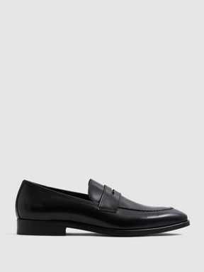 Leather Saddle Loafers in Black