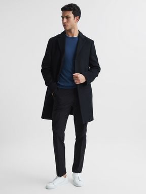 Single Breasted Overcoat in Black