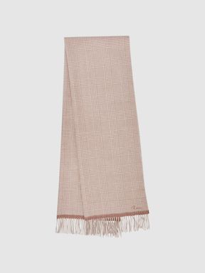 Biscuit Reiss Eve Wool Blend Double-Sided Embroidered Scarf