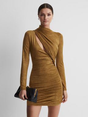 Gold Significant Other Ruched Mini Dress