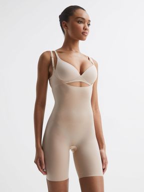 Champagne Reiss Spanx Shapewear Open-Bust Mid-Thigh Bodysuit