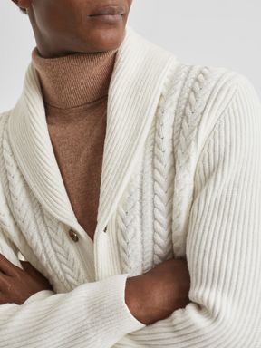 Ecru Reiss Ashbury Cable Knitted Cardigan