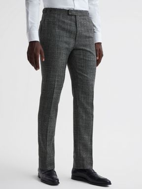 Charcoal Reiss Croupier Slim Fit Wool Trousers