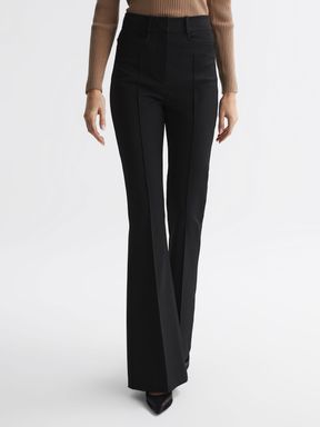 Black Reiss Dylan Flared High Rise Trousers