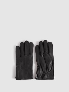 Black Reiss Iowa Leather Gloves
