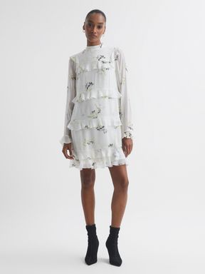 Ivory Florere Floral Tiered Mini Dress