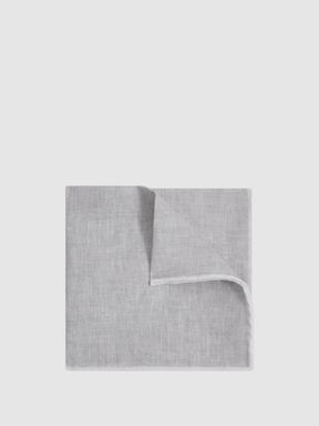 Soft Ice Reiss Siracusa Linen Contrast Trim Pocket Square