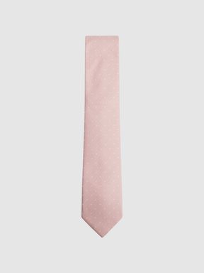 Soft Pink Reiss Liam Silk Polka Dot Tie