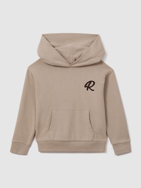 Taupe Reiss Cade Cotton Motif Hoodie