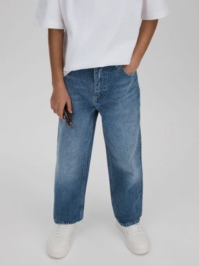 Mid Blue Reiss Ronnie Loose Fit Adjuster Jeans