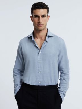 Soft Blue Reiss Croydon Italian Cotton Cashmere Shirt