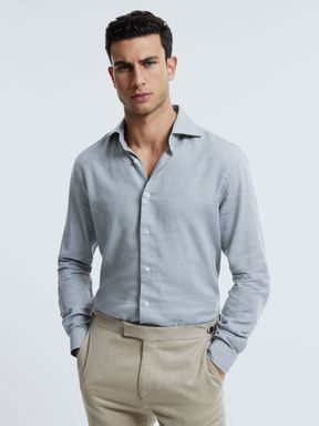 Grey Melange Reiss Croydon Italian Cotton Cashmere Shirt