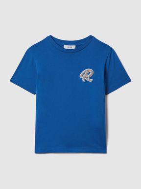 Lapis Blue Reiss Jude Cotton Crew Neck T-Shirt