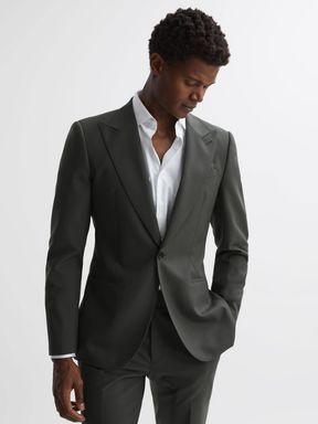 Forest Green Reiss Bold Slim Fit Wool Single Breasted Blazer