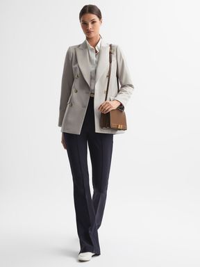 Neutral Reiss Astrid Double Breasted Wool Blend Blazer