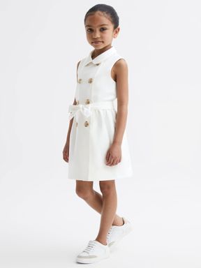 White Reiss Natalie Sleeveless Belted Dress