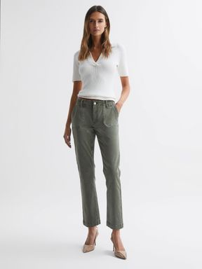 Vintage Ivy Green Reiss Mayslie Paige High Rise Straight Leg Jeans