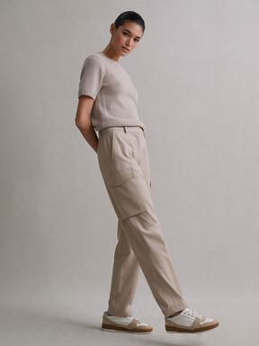Neutral Reiss Violet Mid Rise Cargo Trousers