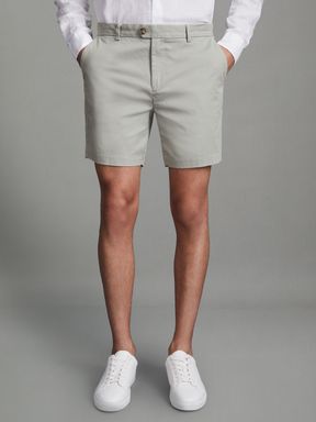 Soft Sage Reiss Wicket S Modern Fit Cotton Blend Chino Shorts