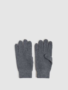 Charcoal Reiss Lawson Merino Wool Ribbed Gloves
