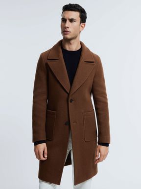 Tobacco Atelier Casentino Wool Blend Single Breasted Coat