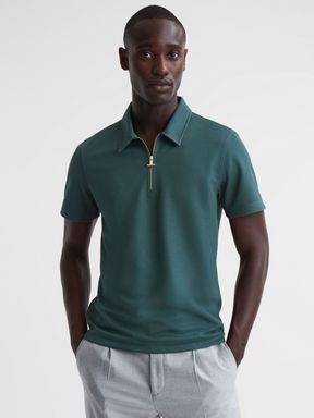Emerald Reiss Floyd Slim Fit Half-Zip Polo Shirt