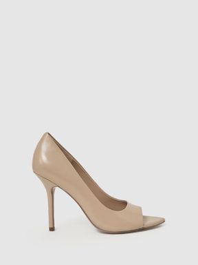Nude Reiss Isla Peep Toe Pointed Court Shoes