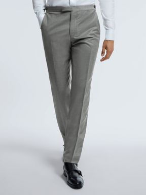 Grey Melange Atelier Wool Cashmere Blend Slim Fit Trousers