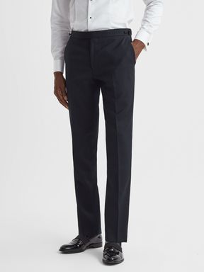 Navy Reiss Deal Modern Fit Jacquard Trousers