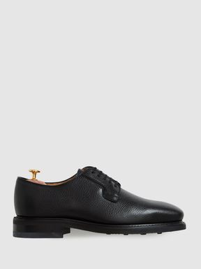 Black Oscar Jacobson Grained Leather Lace Up Shoes