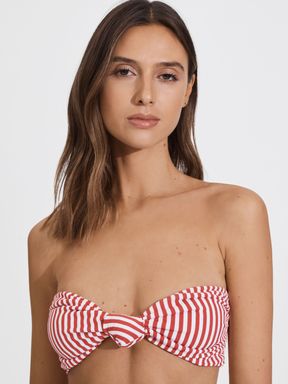 Red Stripe Reiss Hunter FELLA Bandeau Knot Bikini Top
