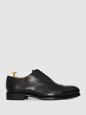 Black Oscar Jacobson Leather Oxford Shoes