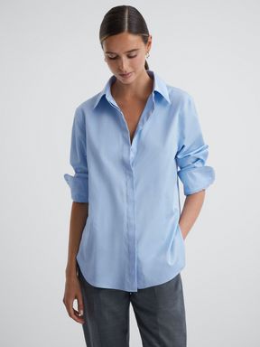 Blue Reiss Lia Premium Cotton Shirt