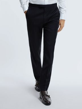 Midnight Navy Atelier Wool-Cashmere Slim Fit Adjustable Trousers