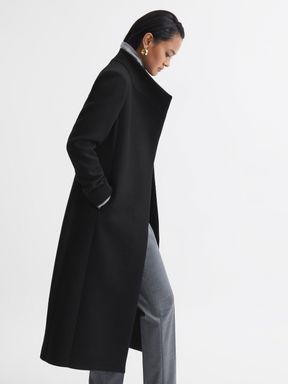 Black Reiss Mischa Tailored Wool Blend Longline Coat