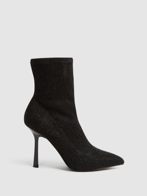 Black Reiss Jess Metallic Sock Boots
