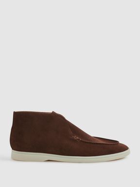 Brown Reiss Kason Mid Suede Slip-On Boots