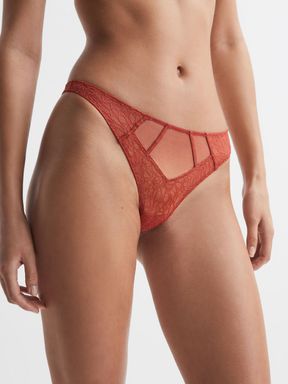 Cinnabar Calvin Klein Underwear Lace Thong