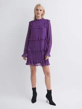 Dark Purple Florere Tiered Mini Dress