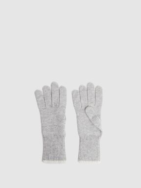 Grey/Ecru Reiss Hazel Wool Blend Contrast Trim Gloves