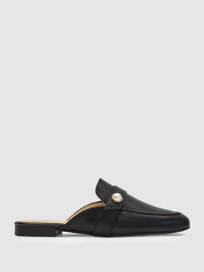 Black Camilla Elphick Leather Slip-On Flats