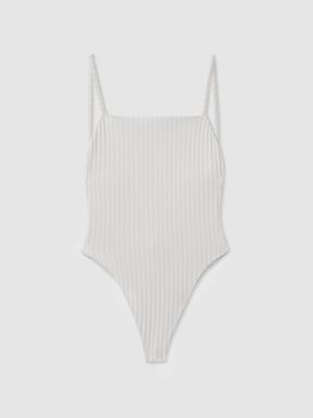 White Calvin Klein Underwear Ribbed Low-Back Swimsuit
