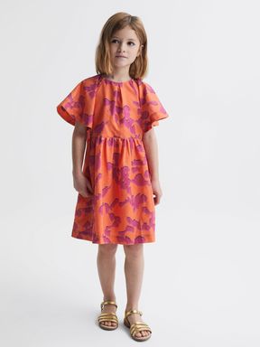 Orange Print Reiss Jeanie Midi Dress