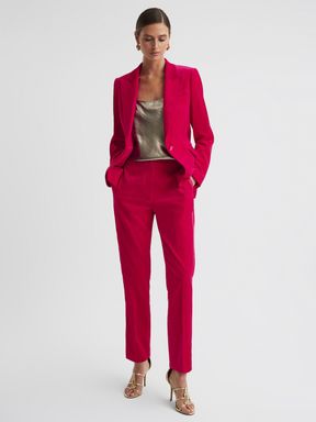 Pink Reiss Rosa Velvet Tapered Suit Trousers
