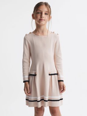 Pink Reiss Paige Knitted Flared Dress