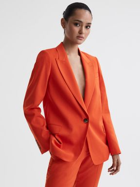 Orange Reiss Celia Tailored Fit Wool Blend Single Breasted Suit Blazer